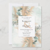 Pampas Grass en Eucalyptus Lijst Waterverf Uitnodi Kaart (Voorkant)