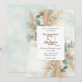 Pampas Grass en Eucalyptus Lijst Waterverf Uitnodi Kaart (Voorkant / Achterkant)