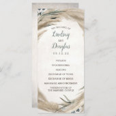 Pampas Grass en groen Boho huwelijksprogramma's Programmakaart (Voorkant / Achterkant)