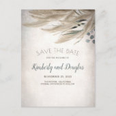 Pampas Grass en groen Boho Save the Date Aankondigingskaart (Voorkant)
