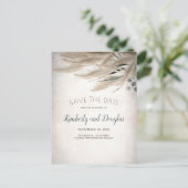 Pampas Grass en groen Boho Save the Date Aankondigingskaart (Staand voorkant)