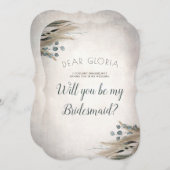 Pampas Grass en groen Bruidsmeisje Voorstel Kaart (Voorkant / Achterkant)