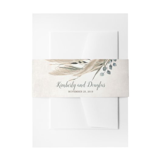 Pampas Grass en groen bruiloft Uitnodigingen Wikkel (Voorkant Voorbeeld)