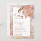Pampas Grass en Hydrangeas Blooms Baby Brunch Inv Kaart (Voorkant)