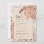 Pampas Grass en Hydrangeas Blooms Baby shower Kaart (Voorkant)