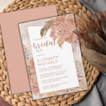 Pampas Grass en Hydrangeas Blooms Bridal Tea Kaart<br><div class="desc">Aardbevende bohse waterverf droogde blush hydrangeas,  allium en pampas gras floral "Bridal Tea". Composietontwerp door vakantieharten Design (gereserveerde rechten).</div>