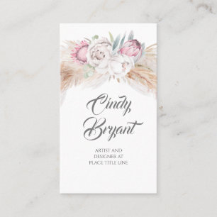 Pampas Grass en King Protea Flower Elegant Exotic Visitekaartje
