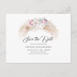Pampas Grass en Koning Protea Bloemen Save the Dat Briefkaart