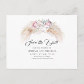 Pampas Grass en Koning Protea Bloemen Save the Dat Briefkaart (Voorkant)