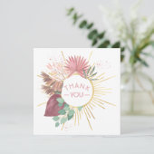 Pampas Grass en Mandala Boho Roze en Goud Bedankkaart (Staand voorkant)