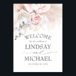 Pampas Grass en Pink Anthuriums Weddenschap Welkom Poster<br><div class="desc">Het welkomstbord van de Anthuriums en de pampasgras</div>