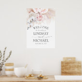 Pampas Grass en Pink Anthuriums Weddenschap Welkom Poster (Keuken)