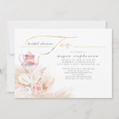 Pampas Grass en Pink Tea Pot Vrijgezellenfeest Kaart (Voorkant)