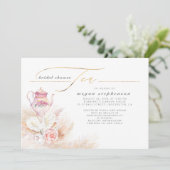 Pampas Grass en Pink Tea Pot Vrijgezellenfeest Kaart (Staand voorkant)