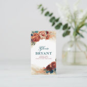 Pampas Grass en Rust Terracotta Flowers Botanisch Visitekaartje (Staand voorkant)