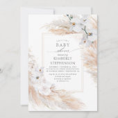 Pampas Grass en White Orchids Exotic Baby shower Kaart (Voorkant)