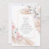 Pampas Grass en White Orchids Exotic Baby shower Kaart (Voorkant)