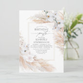 Pampas Grass en witte orchideeën Elegante Verjaard Kaart (Staand voorkant)