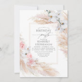 Pampas Grass en witte orchideeën Elegante Verjaard Kaart (Voorkant)