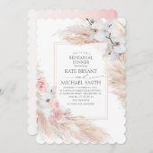 Pampas Grass en witte orchideeën repetitie diner Kaart (Voorkant / Achterkant)