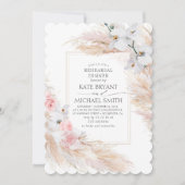 Pampas Grass en witte orchideeën repetitie diner Kaart (Voorkant)