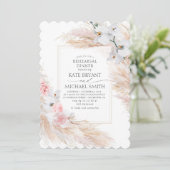 Pampas Grass en witte orchideeën repetitie diner Kaart (Staand voorkant)