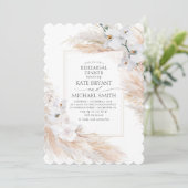 Pampas Grass en witte orchideeën repetitie diner Kaart (Staand voorkant)