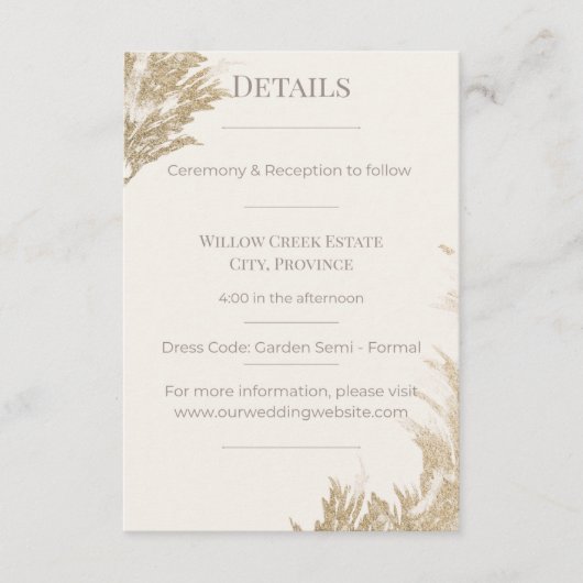 Pampas Grass Enclosure Card Informatiekaartje (Voorkant)