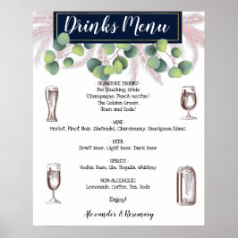 Pampas Grass & Eucalyptus Drink Menu Weddenschap Poster