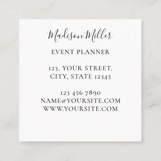 Pampas Grass Eucalyptus Event Planner Vierkante Visitekaartje (Achterkant)