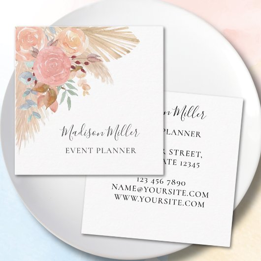 Pampas Grass Eucalyptus Event Planner Vierkante Visitekaartje