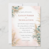Pampas Grass Eucalyptus Greenery Boho Wedding Invi Kaart (Voorkant)