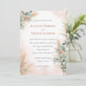 Pampas Grass Eucalyptus Greenery Boho Wedding Invi Kaart (Staand voorkant)