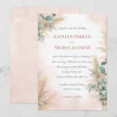 Pampas Grass Eucalyptus Greenery Boho Wedding Invi Kaart (Voorkant / Achterkant)