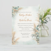 Pampas Grass Eucalyptus Greenery Boho Wedding Kaart (Staand voorkant)