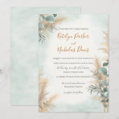 Pampas Grass Eucalyptus Greenery Boho Wedding Kaart (Voorkant / Achterkant)
