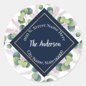 Pampas Grass & Eucalyptus Retouradres Ronde Sticker (Voorkant)