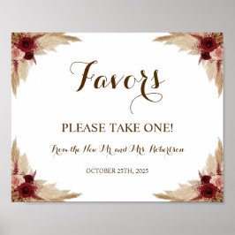 Pampas Grass Favors Vrijgezellenfeest Wedding Post Poster