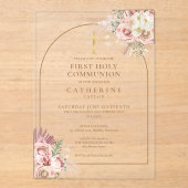 Pampas Grass First Heilige Communie Acryl Uitnodigingen (Voorkant)