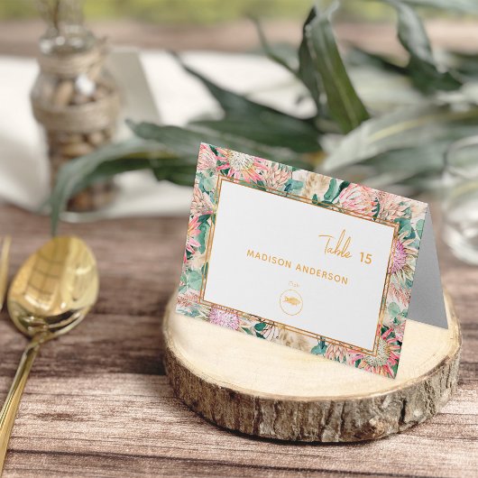 Pampas Grass Fish Meal Choice Guest Name Card Kaart