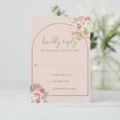 Pampas Grass Floral Arch Monogram RSVP-kaart RSVP Kaartje (Staand voorkant)