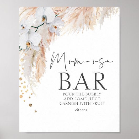 Pampas Grass Floral Baby shower Mam-osa Bar Poster (Voorkant)