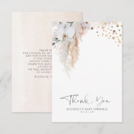 Pampas Grass Floral Baby shower Small Hartelijk da Bedankkaart