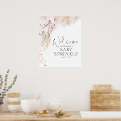 Pampas Grass Floral Baby shower Welkom Poster (Keuken)