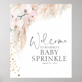 Pampas Grass Floral Baby shower Welkom Poster