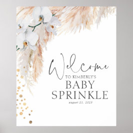 Pampas Grass Floral Baby shower Welkom Poster