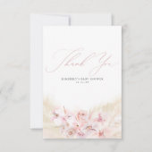 Pampas Grass Floral Boho Baby shower Hartelijk dan Bedankkaart (Voorkant)