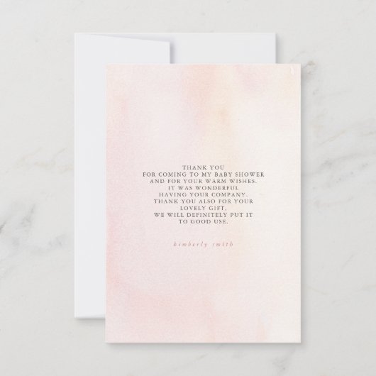 Pampas Grass Floral Boho Baby shower Hartelijk dan Bedankkaart (Achterkant)