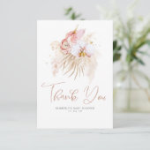 Pampas Grass Floral Boho Baby shower Hartelijk dan Bedankkaart (Staand voorkant)