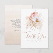 Pampas Grass Floral Boho Baby shower Hartelijk dan Bedankkaart (Voorkant / Achterkant)
